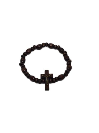 Imagem de Pulseira Madeira Com Cruz - Marrom
