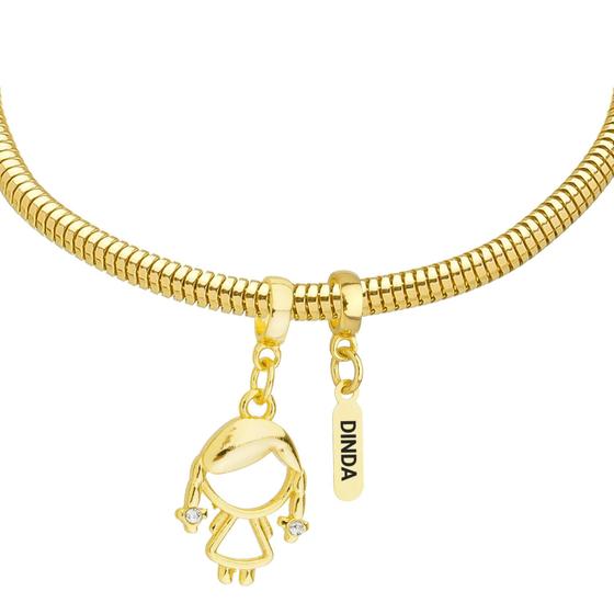 Imagem de Pulseira Madrinha De Menina Berloque Banhado a Ouro 18k