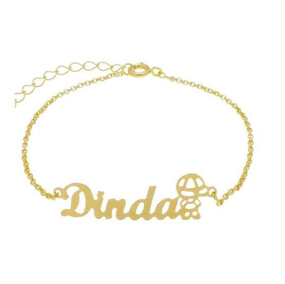 Imagem de Pulseira Madrinha Dinda Menino Banhada A Ouro 18K