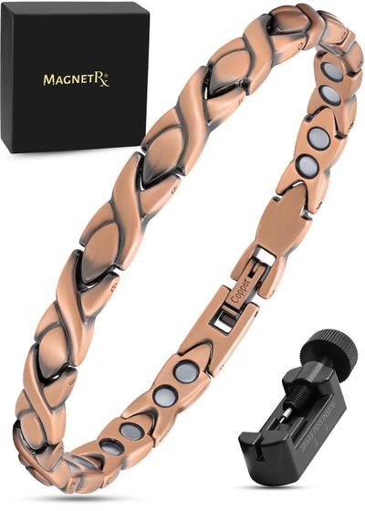 Imagem de Pulseira magnética MagnetRx feminina em cobre puro estilo XO