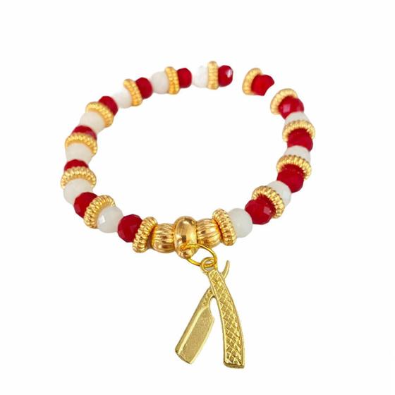 Imagem de Pulseira Maria Navalha Pingente Dourado Cristal E Silicone