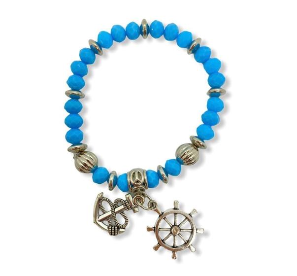 Imagem de Pulseira Marinheiro Azul Claro De Cristal E Silicone