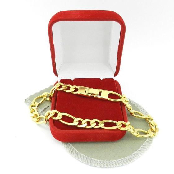 Pulseira Masculina 20cm 7mm Largura Folheada Ouro PL180 Menor preço em Pulseira Masculina 20cm 7mm Largura Folheada Ouro PL180