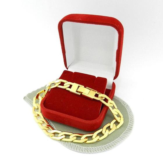 Pulseira Masculina 20cm 8mm Largura Folheada Ouro PL258 Menor preço em Pulseira Masculina 20cm 8mm Largura Folheada Ouro PL258