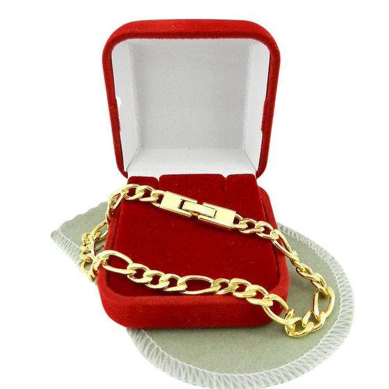 Imagem de Pulseira Masculina 21Cm 6Mm Largura Folheada Ouro Pl105