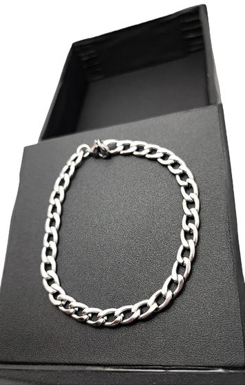 Imagem de Pulseira masculina 6mm prateada inox groumet pmd330