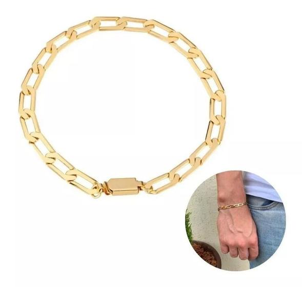 Imagem de Pulseira Masculina Banhada Ouro 18k 6mm Para Homem