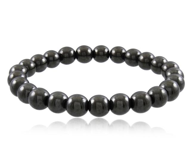 Imagem de Pulseira Masculina Bolinha 8mm Pedra Hematita Preta Duque