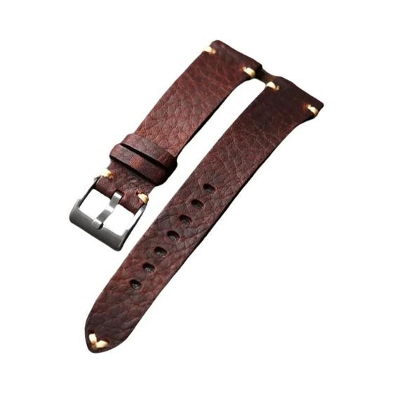 Imagem de Pulseira Masculina de Couro Genuíno Artesanal - Vintage, Marrom/Preto - 18/20/22mm