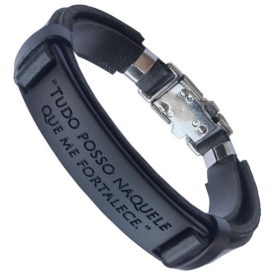 Imagem de Pulseira Masculina De material sintético Com Frases Religiosas