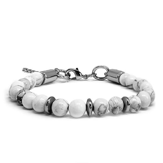 Imagem de Pulseira Masculina de Pedra Natural Howlita