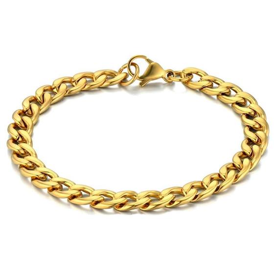 Imagem de Pulseira Masculina Elo Grumet 12mm Largura Aço Banhado Ouro