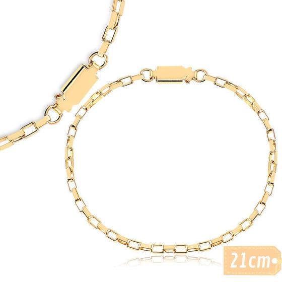 Imagem de Pulseira Masculina Elo Veneziana Tijolinho Banhada Ouro 18K