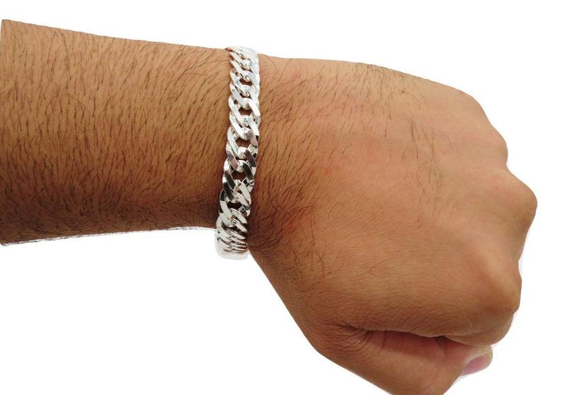 Imagem de Pulseira Masculina Grumet Dupla De Prata Maciça 925 Gaveta 10mm