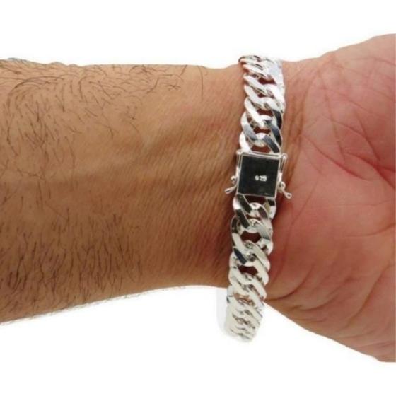 Imagem de Pulseira Masculina Grumet Dupla Grossa 8mm De Prata Maciça 925 Fecho Gaveta