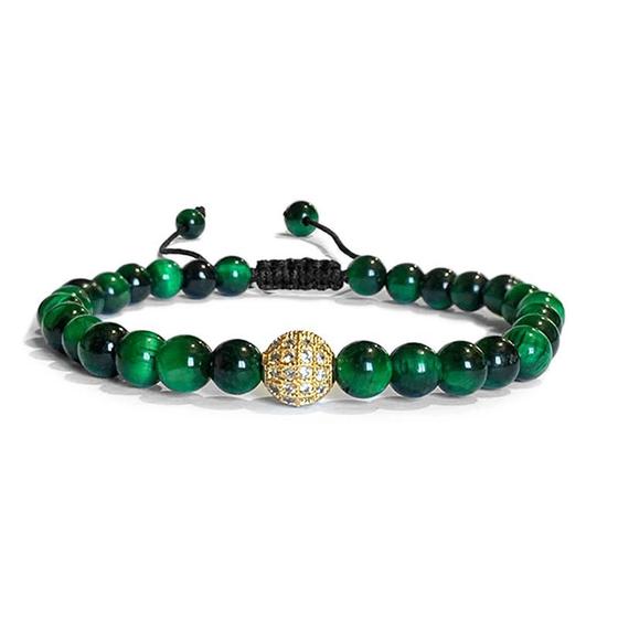 Imagem de Pulseira Masculina Olho de Tigre Verde - Zircônia