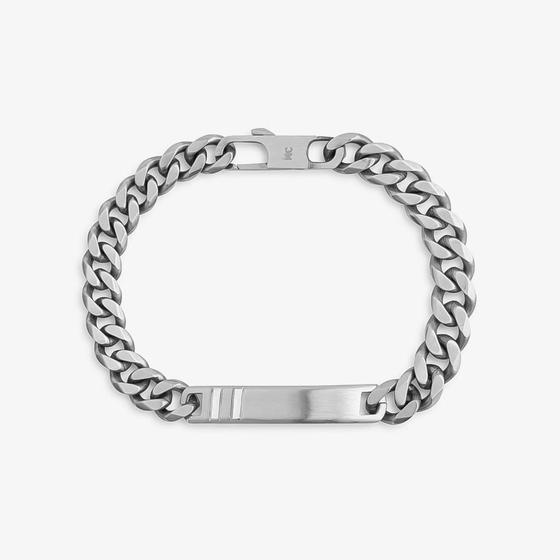 Imagem de Pulseira Masculina Placa Fosca em Aço - 20 cm