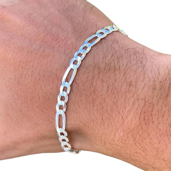 Pulseira Masculina Prata 925 Italiana 3x1 5mm Pulso Legítima Menor preço em Pulseira Masculina Prata 925 Italiana 3x1 5mm Pulso Legítima