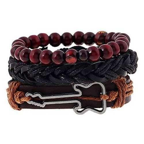 Imagem de Pulseira Masculina Suiça Couro Guitarra Queima de Estoque