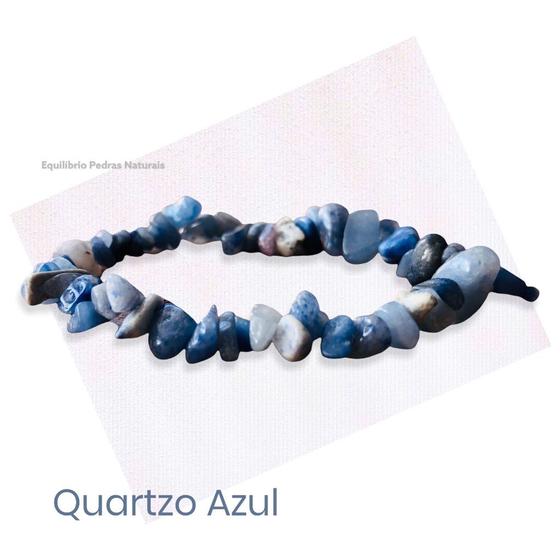 Imagem de Pulseira Natural Pedra Quartzo Azul Em Cascalho - Calma