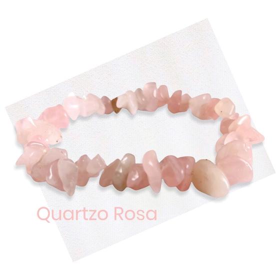 Imagem de Pulseira Natural Pedra Quartzo Rosa Em Cascalho - Amor e Autoestima