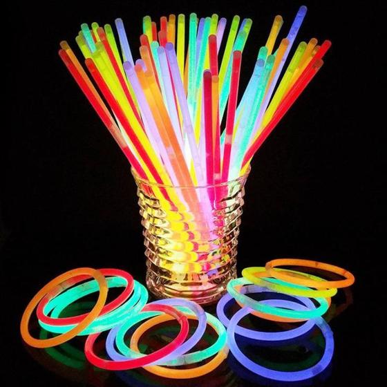 Imagem de Pulseira neon - 100 unidades - brilham no escuro glow stick