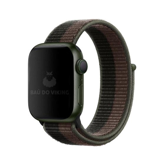 Imagem de Pulseira Nylon Loop Preto Cinza Compatível com Apple Watch