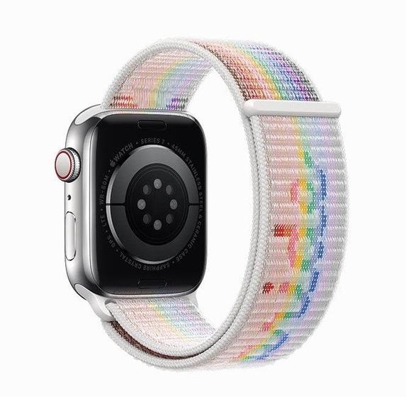 Imagem de Pulseira Nylon Sport Loop Para Apple Watch 42/44/45mm - Pride Branca 2022 / Jetech