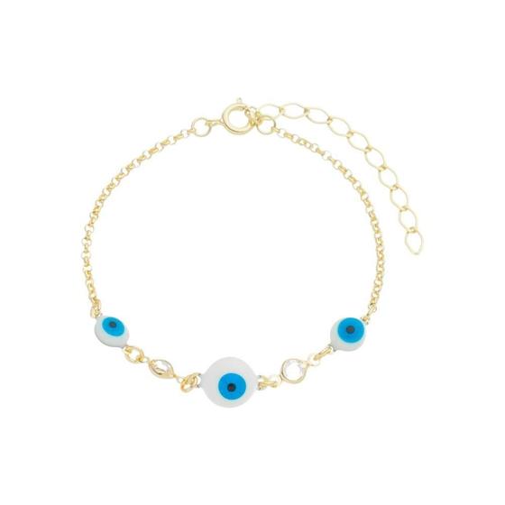 Imagem de Pulseira Olho Grego com Pedras Folheado a Ouro 18K