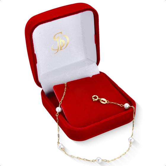 Imagem de Pulseira Ouro 18k 750 Com Pérolas Naturais 15cm