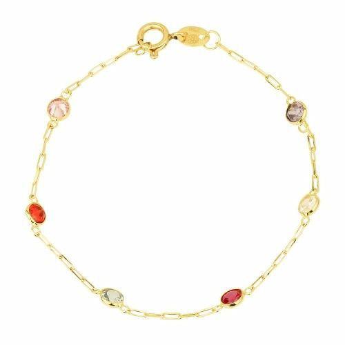 Pulseira Ouro 18k Com Pedras Coloridas Menor preço em Pulseira Ouro 18k Com Pedras Coloridas