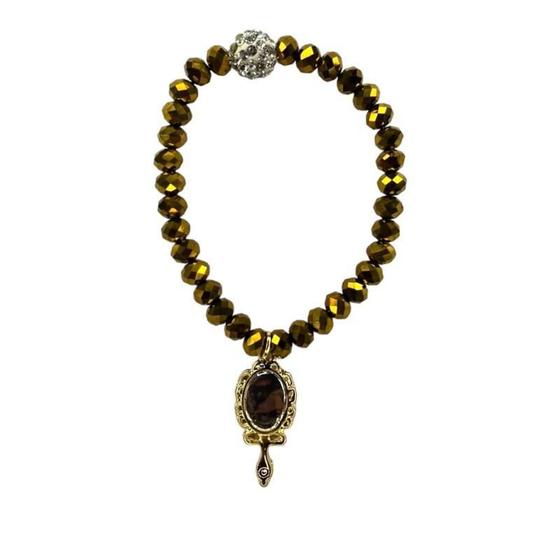 Imagem de Pulseira Oxum Com Abebê Cristal Dourado E Silicone