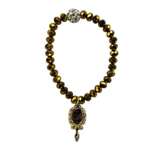 Imagem de Pulseira Oxum Com Abebê Cristal Dourado E Silicone