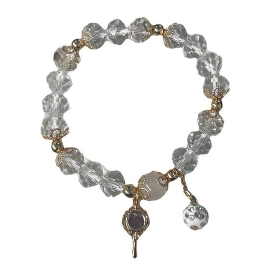 Imagem de Pulseira Oxum Feminina Abebe Cristal Dourado e Silicone