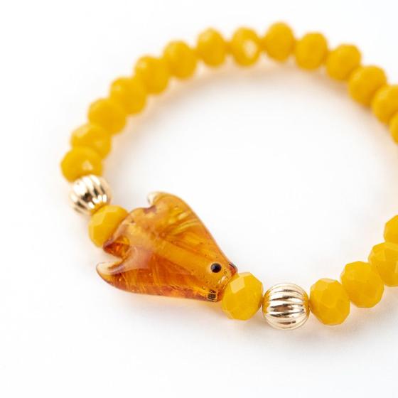 Imagem de Pulseira Oxum Firma Peixe Amarelo Cristal e Silicone