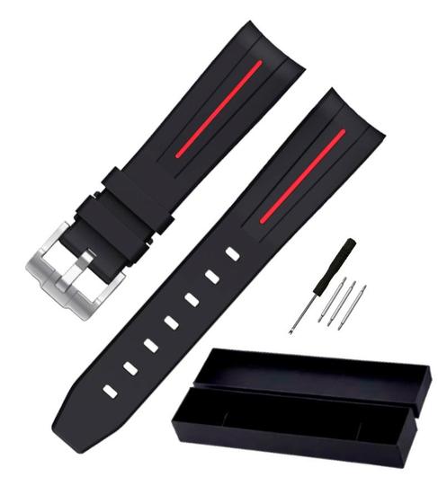 Imagem de Pulseira p/ Relogio Omega Swatch Moonswatch Black Red Stripe 20mm 