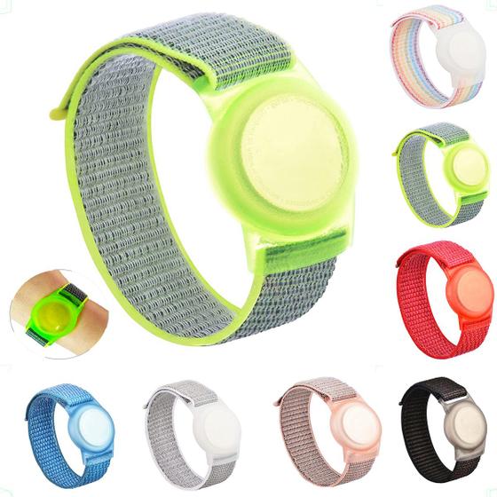 Imagem de Pulseira para Airtag Apple Infantil Criança Adulto Idoso p/ Rastreador Nylon Respirável Ajustável