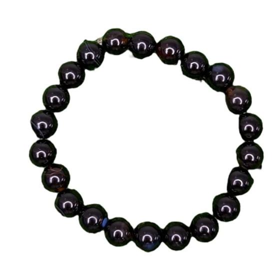 Imagem de Pulseira Pedra Agata Negra 8 Mm Para Equilíbrio E Proteção