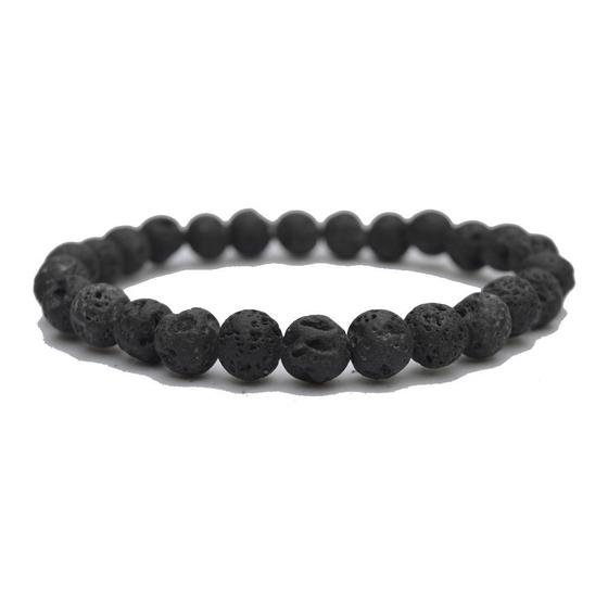 Imagem de Pulseira Pedra Natural Lava Vulcânica Preto