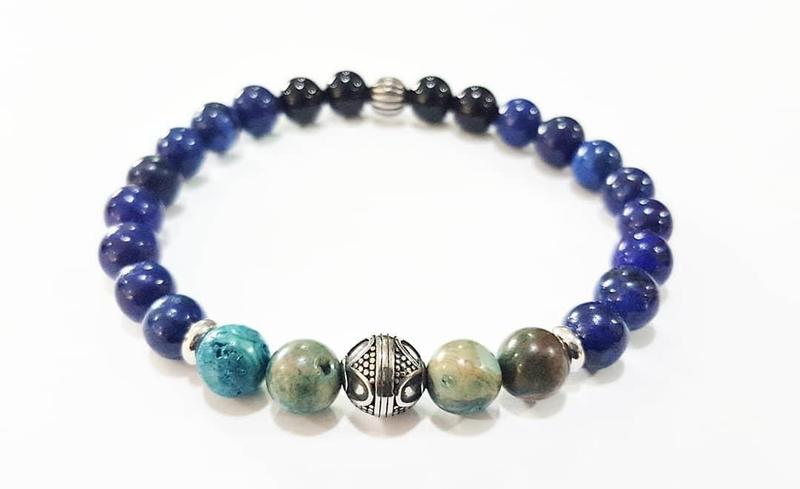 Imagem de Pulseira Pedras Naturais 8Mm-Lapis Lazuli-Onix-Labradorita