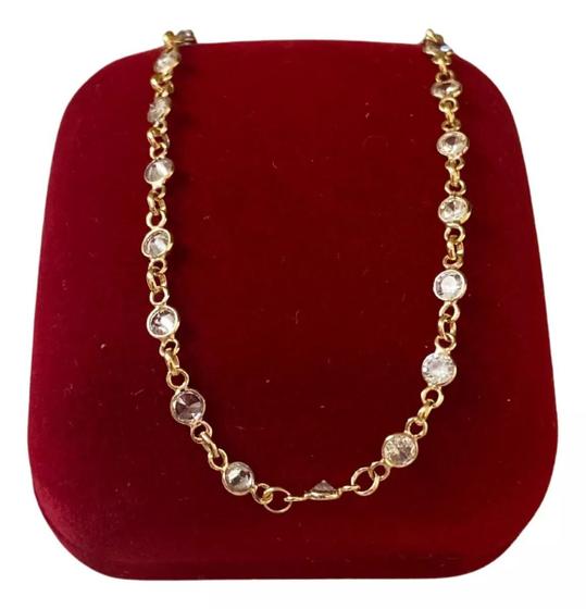 Imagem de Pulseira Pedrinhas Brancas Ouro18k/750 2mm 19cm 2,08 gramas