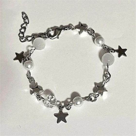 Imagem de pulseira perola com estrelas