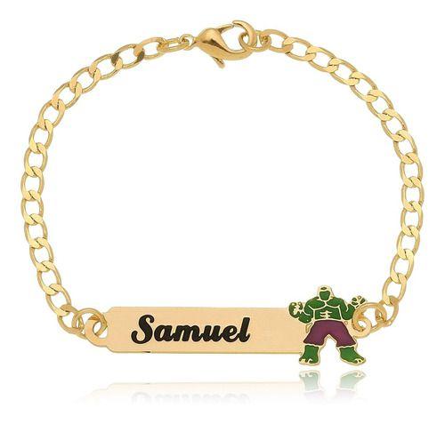 Imagem de Pulseira Personalizada Chapada Com Nome E Desenho