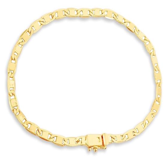 Imagem de Pulseira Piastrine com Fecho Gaveta Masculina 22cm Banhada a Ouro