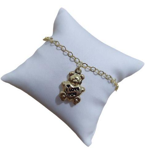 Imagem de Pulseira Pingente Ursinho Urso I Love You F. Ouro Semi Joia