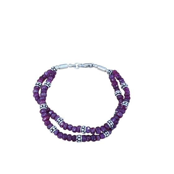 Imagem de Pulseira prata 925 com rubis 17cm