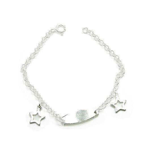 Imagem de Pulseira Prata Infantil Chapa Com Estrelas