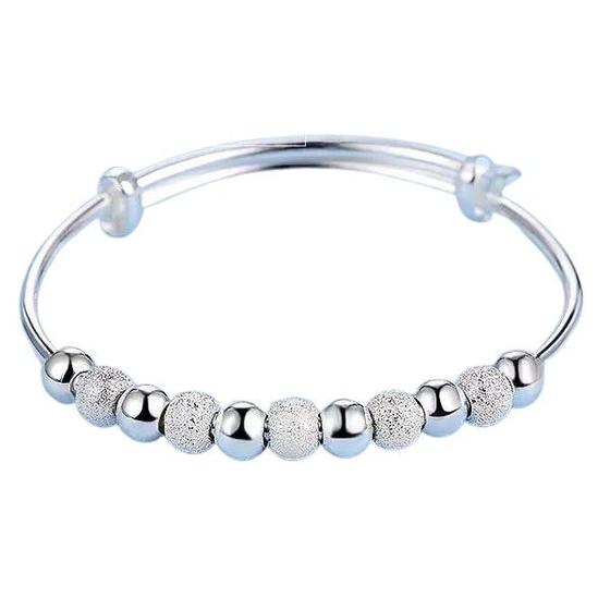 Imagem de Pulseira Prateada Delicada Bolinhas Fecho Brilhante W5517