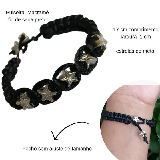 Imagem de Pulseira Preta fio  Macramê 5 Estrelas