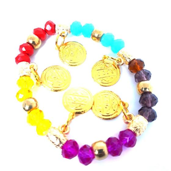 Imagem de Pulseira Proteção Espiritual Cigana de Moedas Patuá Talismã Colorica Optcha Unissex